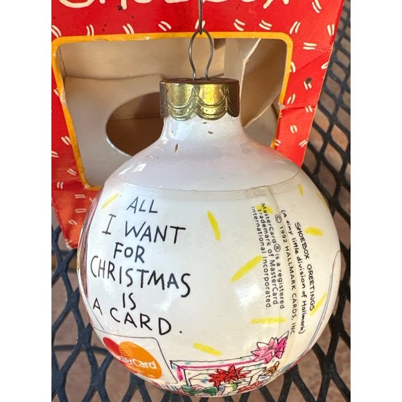 Vintage 1992 Hallmark Cards Mastercard All I Want For Christmas Glass Ornament - Picture 4 of 12